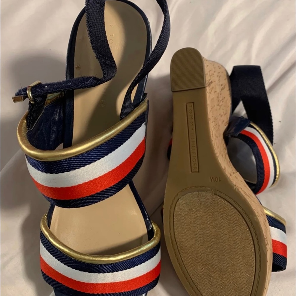 Red navy and white Tommy Hilfiger sandals